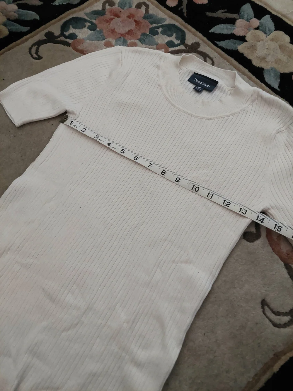 ModCloth Cream Ribbed Short-Sleeve Sweater - Picture 4 of 6
